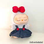 17cm Mini Plush Doll'S Clothes Outfit Accessories For Korea Kpop Exo Labubu Idol Dolls Corduroy overalls T-shirt Clothing Gift