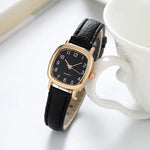 Women's Watch Fashion Small Arabic Quartz Watches Leather Band Wristwatches