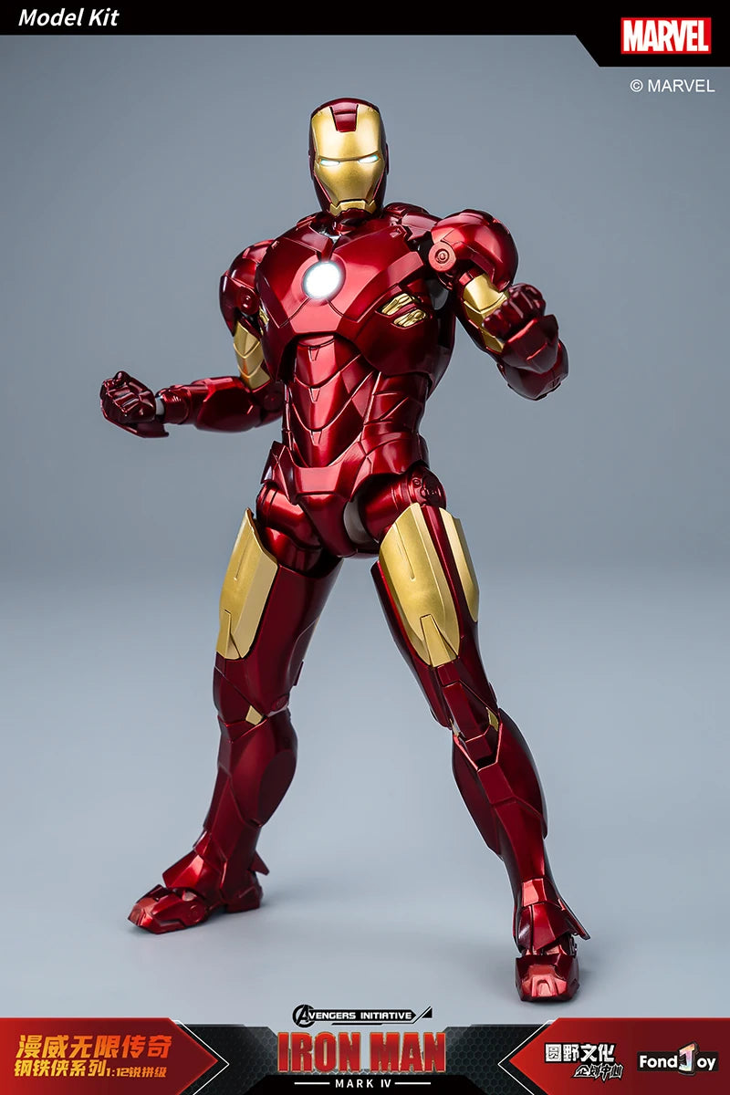 Fondjoy Marvel Iron Man MK1 Assemble Toy ABS Material First Generation Iron Man 1/12 Action Figures Toy Birthday Gifts for Boys