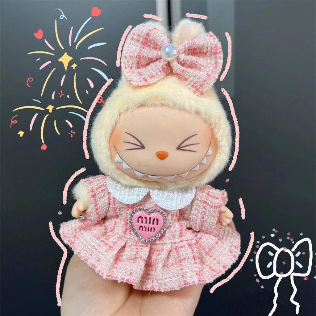 Sweet Princess Style Doll's Cloth for Labubu 17cm The Monster Outfit Accessories Clothing DIY Kids Gift High-quality Dress Cloak
