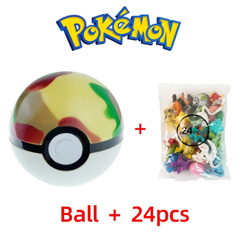 24pcs Pokemon Figure Different Styles Tomy Model Collection 2-3cm Pikachu Anime Pokeball Poke Ball Go Elf Toys Dolls Child Gift