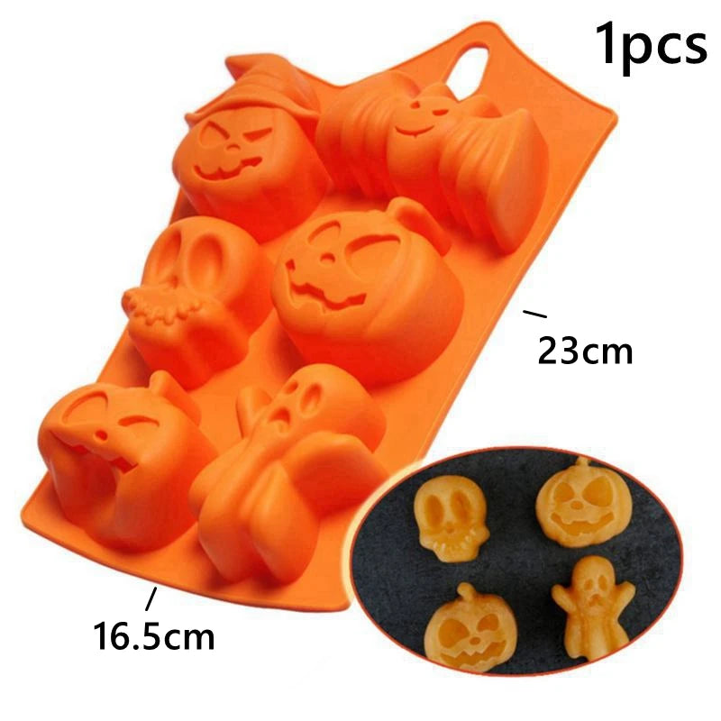 Pumpkin Halloween Silicone Mold for Cake Biscuit Candy Baking Skull Bat Spider Trick Or Treat kid Children Halloween Party Decor