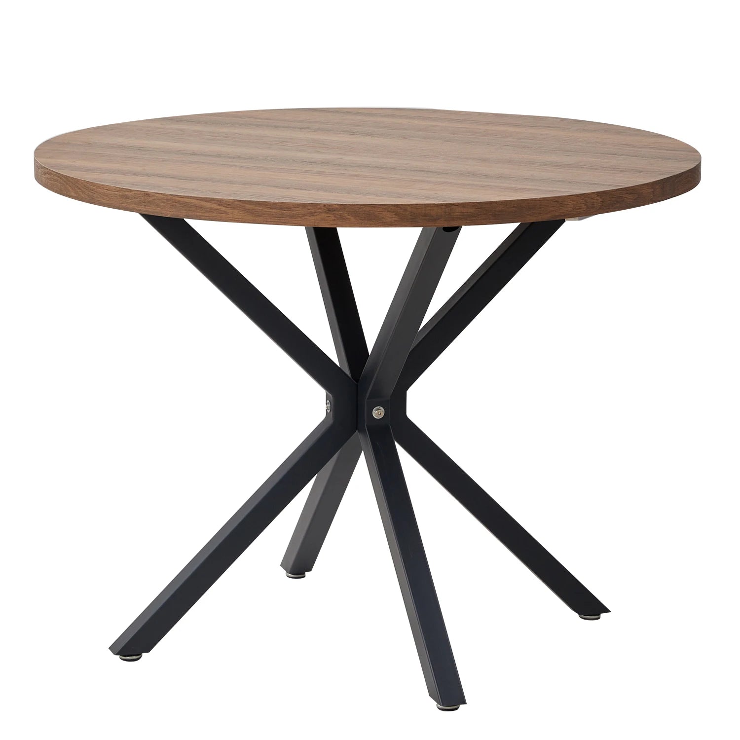 Nordic Round Table Solid Wood Table with Wooden Lid and Steel Frame Coffee Tables Living Room Office Home Furniture 100CM