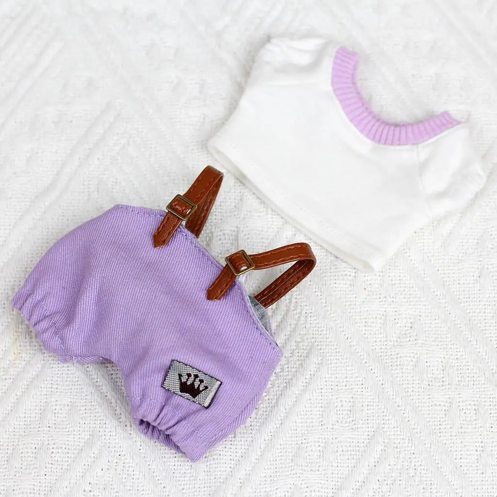 17cm Mini Plush Doll'S Clothes Outfit Accessories For Korea Kpop Exo Labubu Idol overalls pants set Macaron doll Clothing Gift