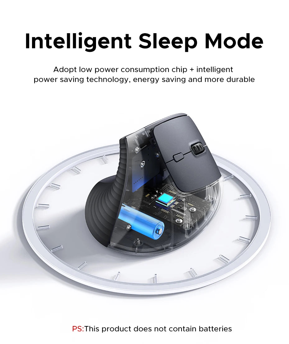 UGREEN Vertical Wireless Mouse 2.4G Ergonomic 4000DPI 6 Mute Buttons for MacBook Tablet Laptops Computer PC Mice Black Pink