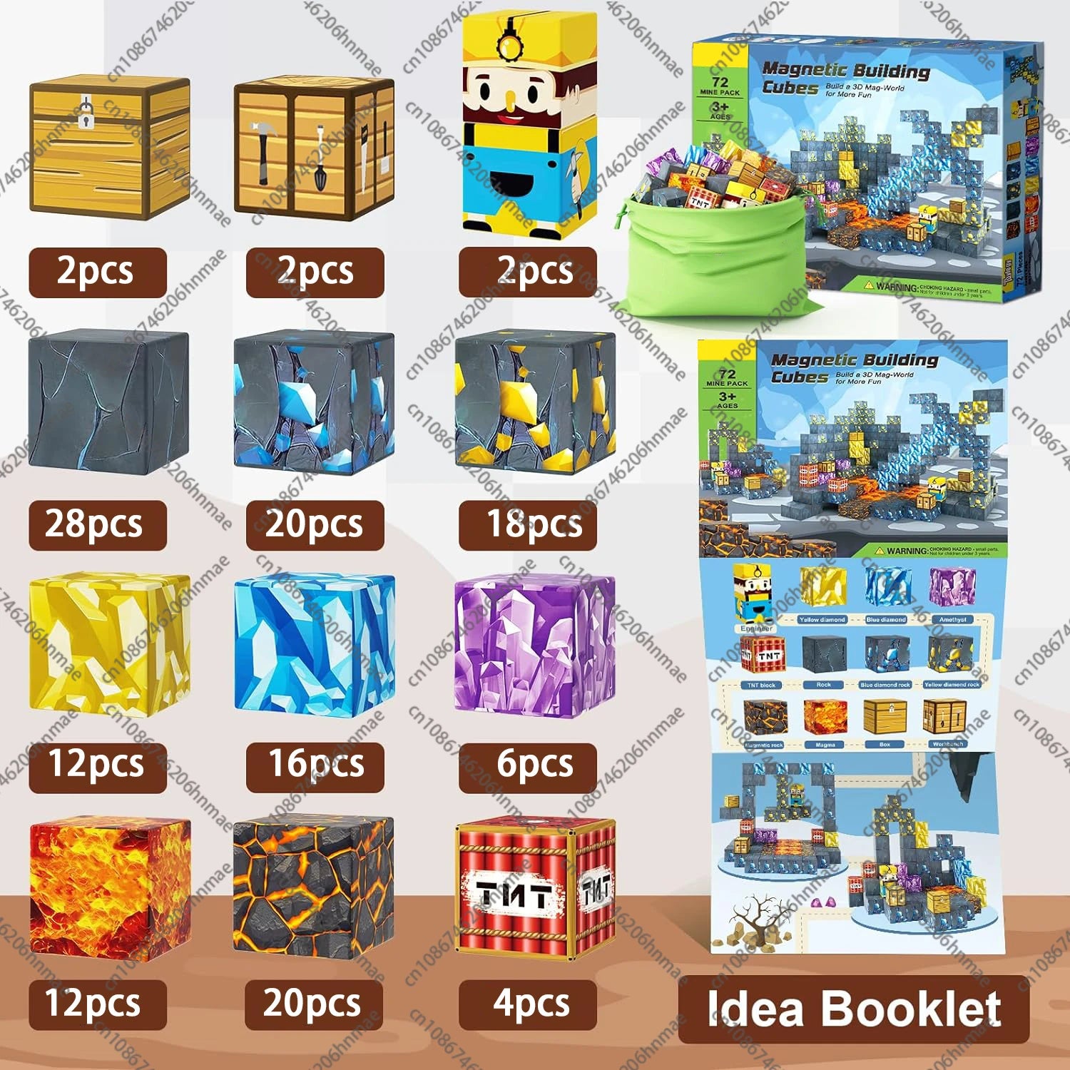 Magnetic Building Blocks Mine World Magnet Cube Set STEM Montessori Sensory Toy for Kids Boys Girls Ages 3+ DIY Model Children