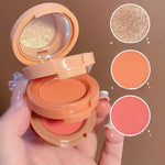 3in1 Blush Palette Pressed Highlighter Palette LongLasting Waterproof Matte Highlighter Shimmer  Blush Makeup
