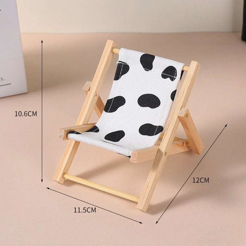 Doll'S Chair Outfit Accessories For Ropa Labubu 10cm cotton doll Summer vacation Wooden beach reclining camping chair ornament