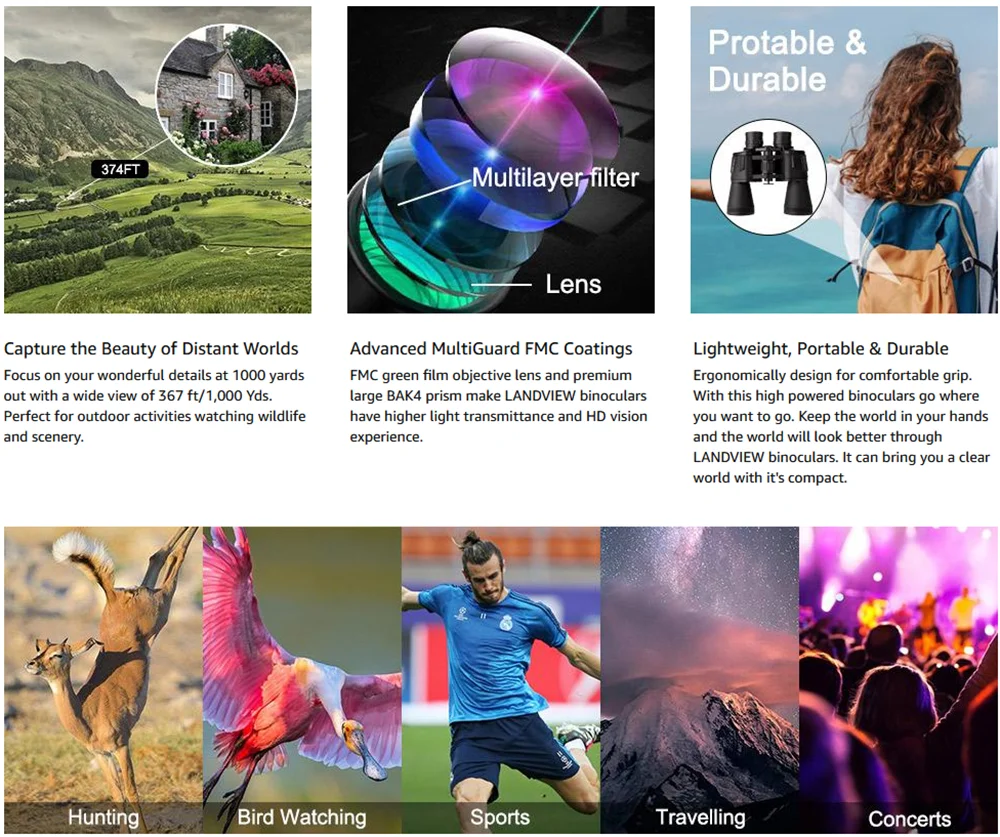 20x50 Military Binoculars for Adults with Smartphone Adapter With BAK4 Prism FMC Lens Telescope Tactical Binoculars for Hiking