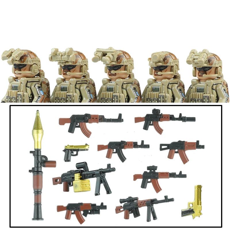 City Army Figures Building Blocks Russia Army Soldiers Weapons Special Combat Uniform Shield Combat Vests Shields Brick Toys