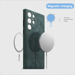 Italian Alcantara Case for Samsung Galaxy S25 S24 Ultra Plus + Magnetic Luxury Leather Cover Magsafe Phone Back Case for S25 S24