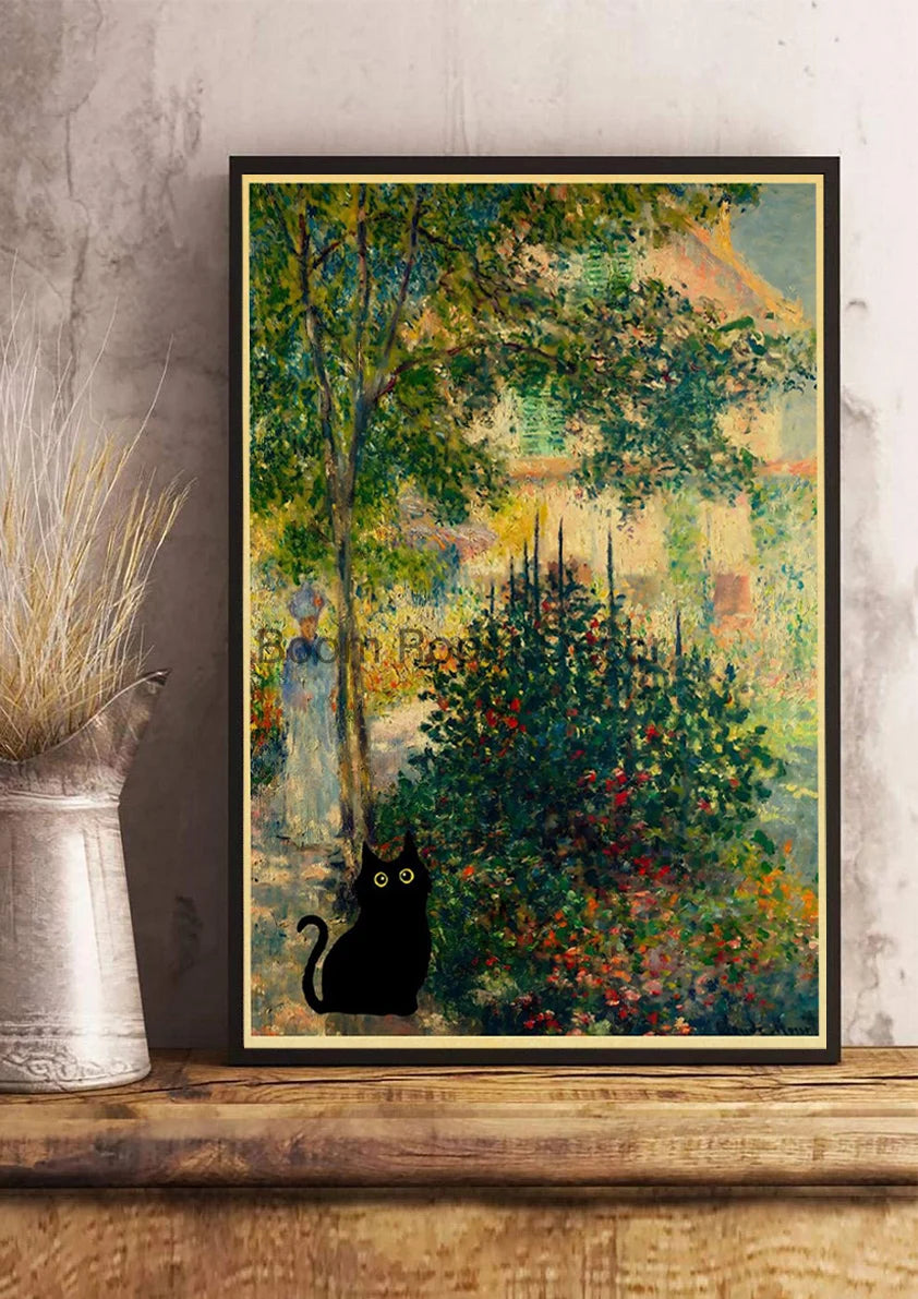 Digital Cats Cute Poster Kraft Paper Prints Modern DIY Funny Cartoon Room Painting Prints Art Picture Posters Living Room Decor