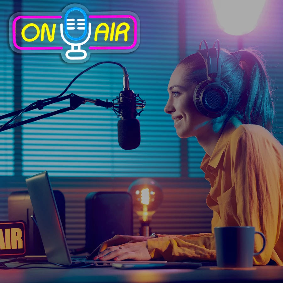 On Air Neon Sign For Wall Decor,Led Neon Light For Game Room,Broadcasting Room,Live Room,Bedroom Decor, Music Studio,USB Powered