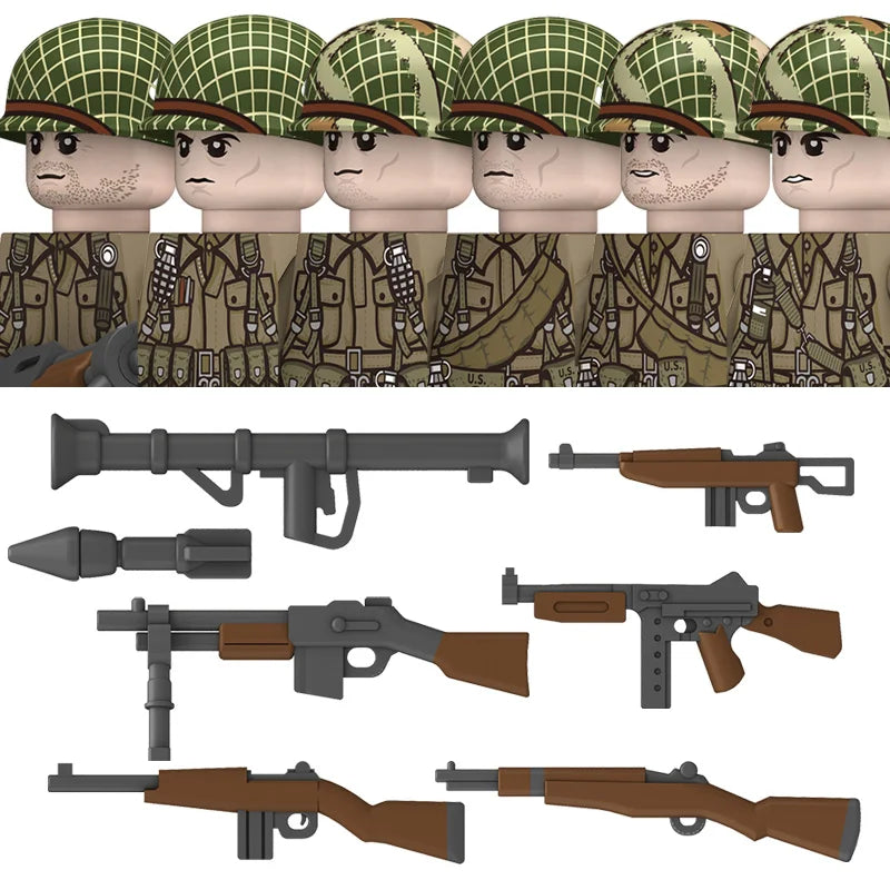Military WW2 German Navy Armored Troops Building Blocks US 101st Britain Soviet Union Soldiers Infantry Weapons Bricks Toys Kids