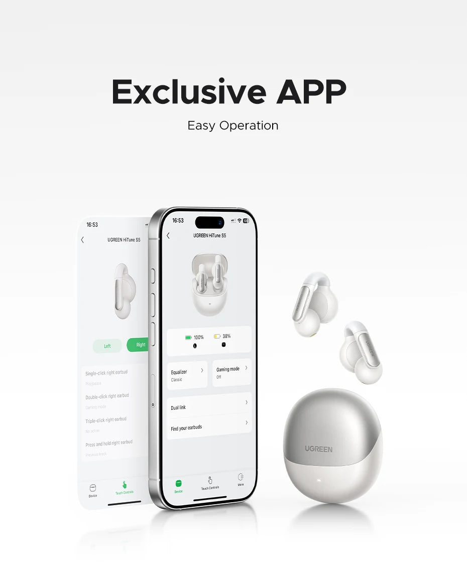 UGREEN HiTune S5 TWS Open Ear Clip Wireless Earbuds Bluetooth Sports Earphones Headphones in Mic with Earhooks & Ear Hook