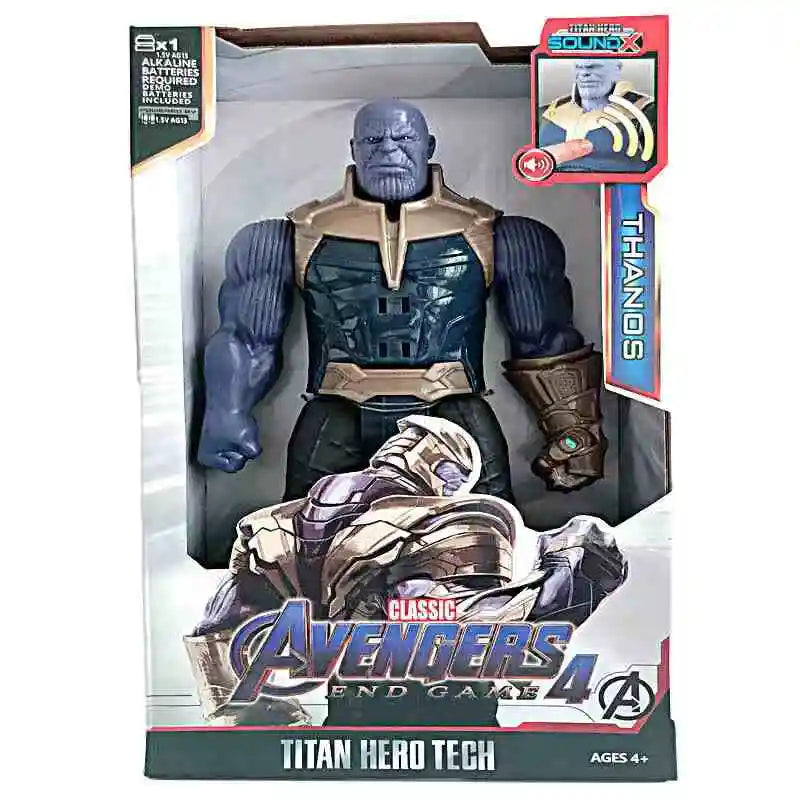 Action Toy 30cm Marvel Avengers Toy Thanos Hulk Spiderman Iron Man Captain America Thor Black Panther With Sound And Light