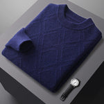 Autumn winter thick wool base sweater men's semi high neck diamond business casual pullover sweater knitted sweater cashmere top