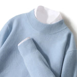 100% Pure Wool Sweater For Men, Half High Neck Knitted Pullover, Long Sleeved Casual Autumn Winter Thick High-End Sweater Warmth