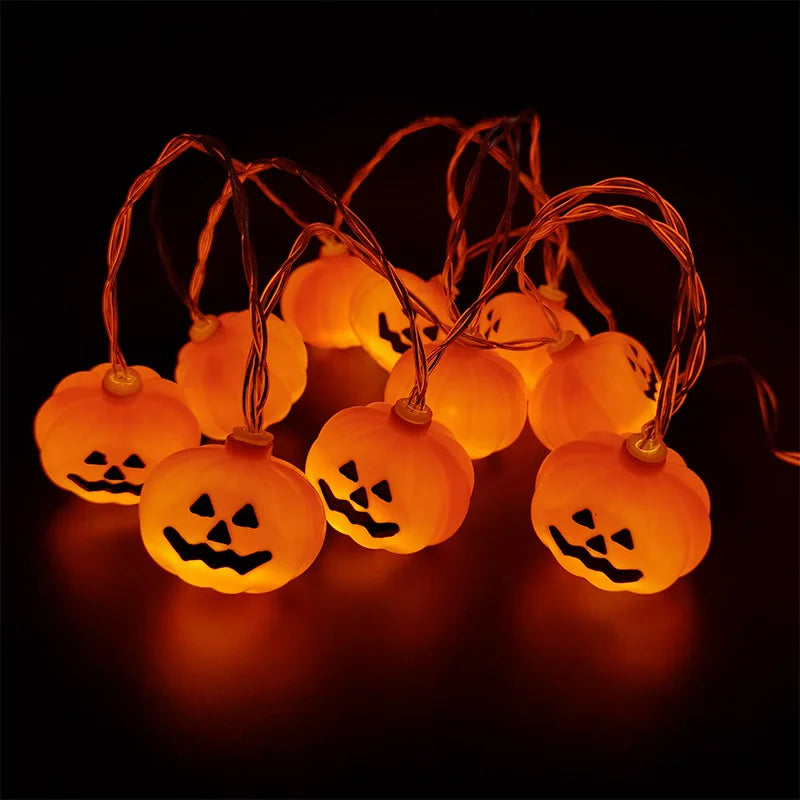 1.5M 10LED Halloween LED Light String Horror Eyeballs Pumpkin Spider Bat Skull Lamp Trick Or Treat Happy Halloween Party Decor