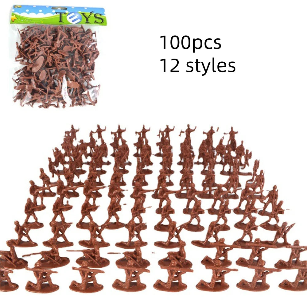 100Pcs Military Playset Plastic Toy Soldiers Mini Warrior Elite Force Action Figure Toys for Children Playing Gift
