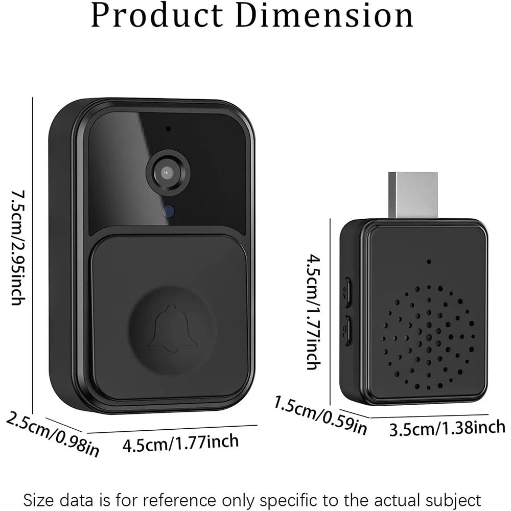 New Smart Video Doorbell Camera with Chime WiFi Wireless Night Vision Indoor Security Two-Way Intercom Door Bell for Home Office
