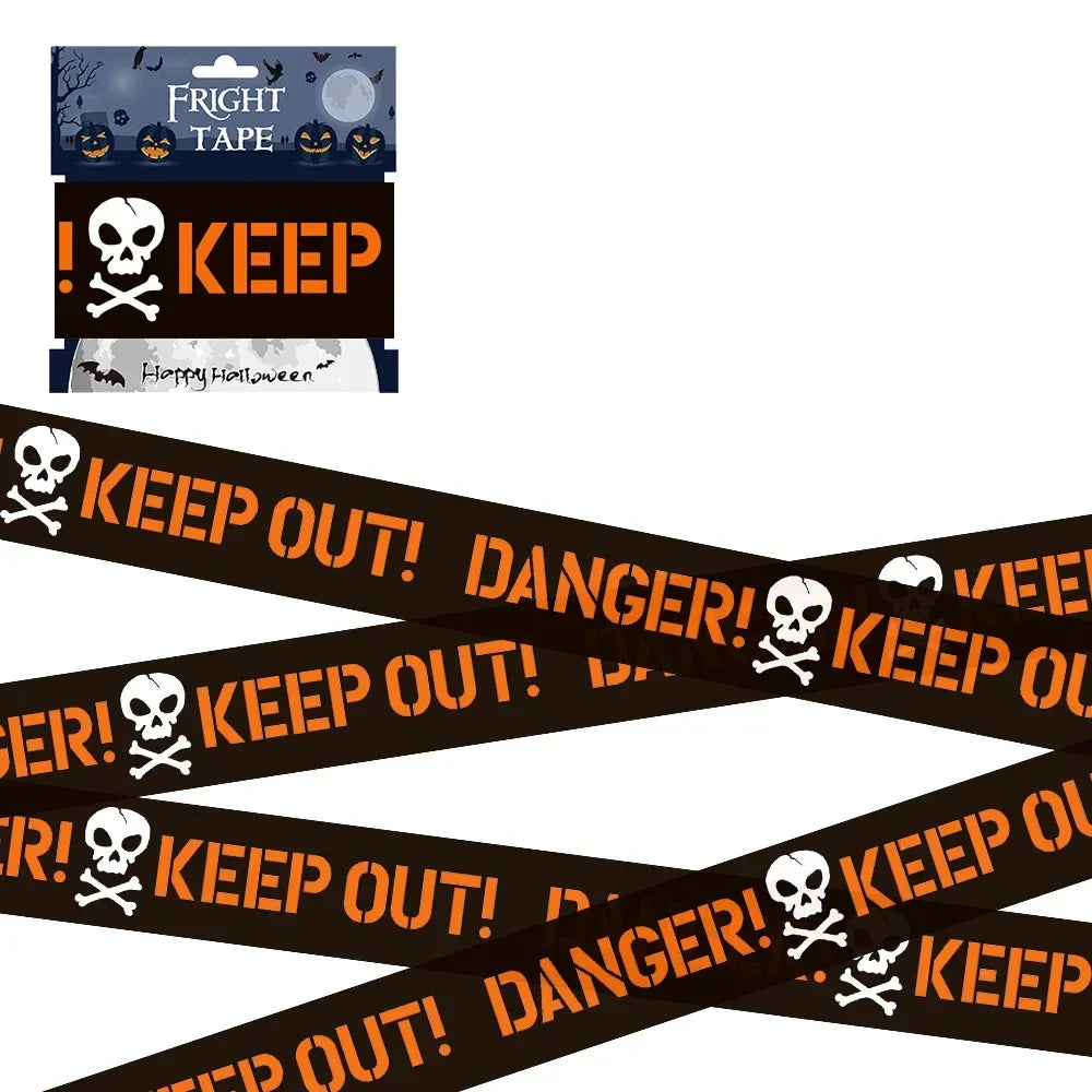 Halloween Warning Tape Signs Banner Halloween Props Window Prop Party Danger Warning Line Halloween Party Decoration Supplies