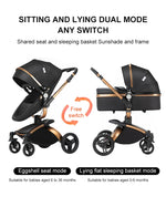 3 in 1 Lightweight High Landscape Baby Stroller Cart Carriage for Newborn Luxury Pushchair