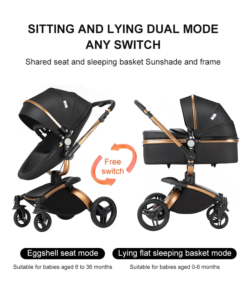 3 in 1 Lightweight High Landscape Baby Stroller Cart Carriage for Newborn Luxury Pushchair