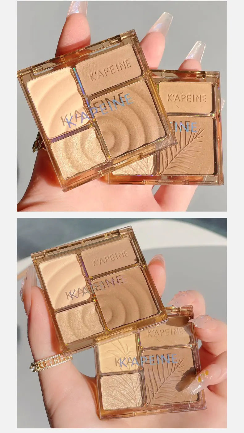 3D Facial Contouring Bronzer Cosmetics Brightening Beige Matte Highlights Palette Four-color Eye Shadow Nose Powder Makeup