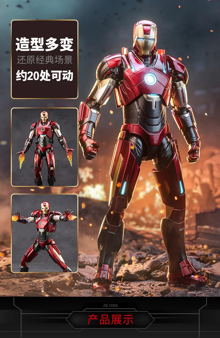 ZD Toys Iron Man MK15 MK16 War Machine MK2 Action Figure Iron Man Mk47 MK35 Red Snapper 1/10 Scale Iron Man Collections Gift