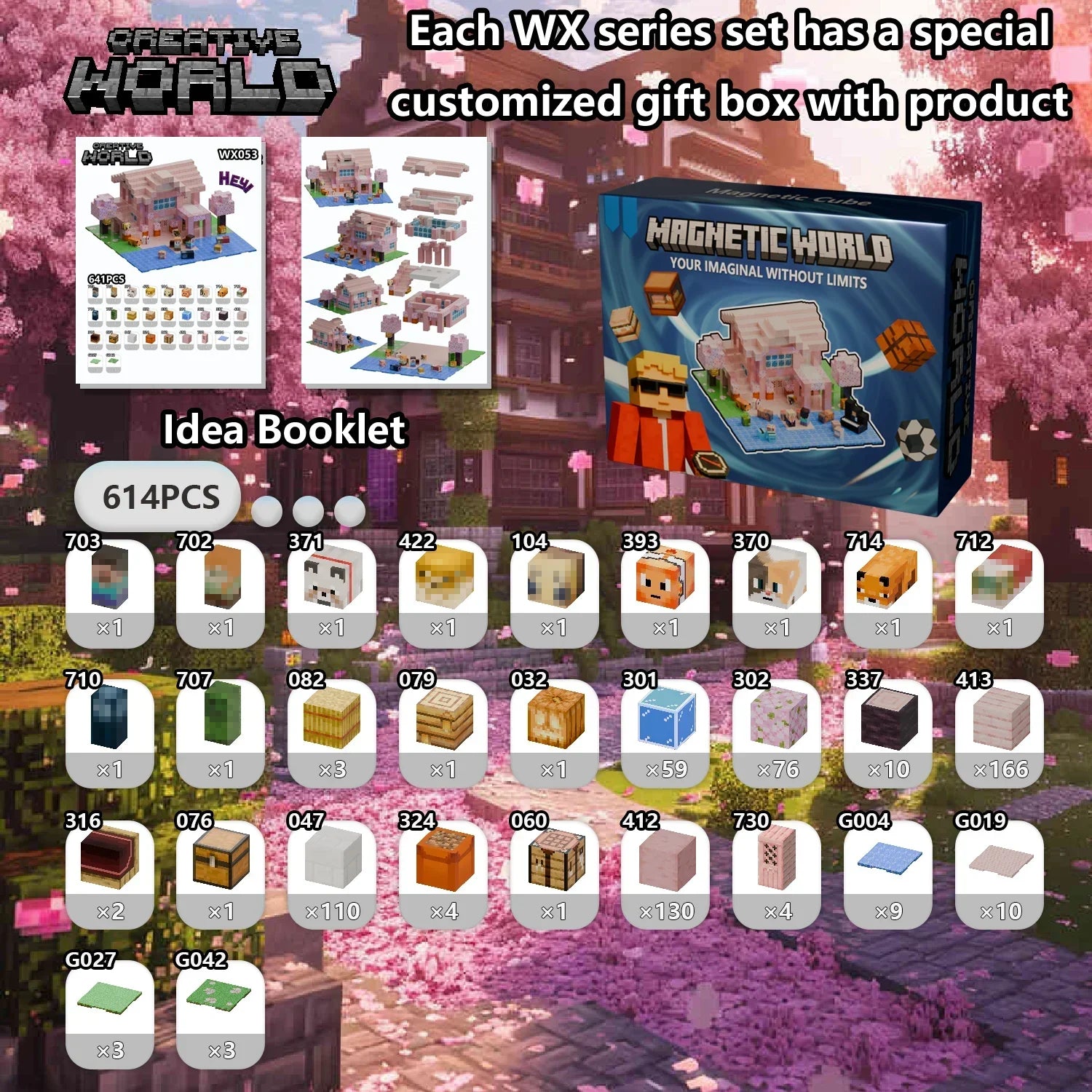 Magnetic Building Blocks Mine World Magnet Cube Set for Boy Girl Kid Age 3+ DIY Pixel style Model Base plate STEM Toy Baseplate