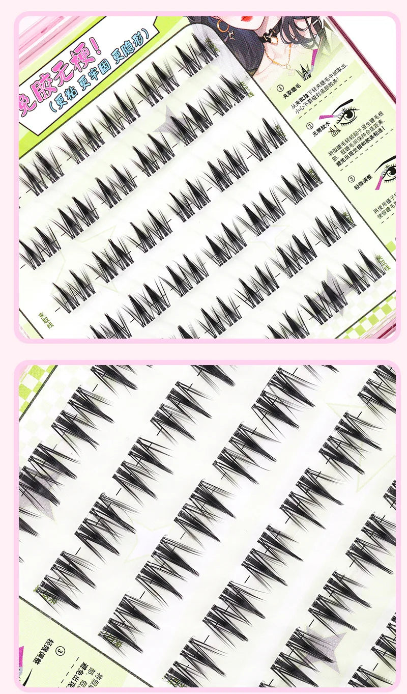 Upgraded Sunflower False Eyelashes No Glue Fake Lashes  Natural Reusable Band-Free Lashes Manga Lash Makeup Korean