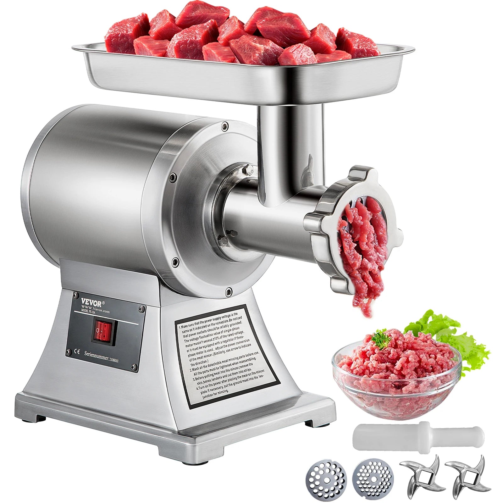 SucceBuy 1100W Electric Meat Mincer Mini Portable Chopper Blender Food Processors Grinder Tools Crusher for Home Commercial