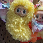 For Labubu Doll Clothes Fried Shrimp Onesie 1st 2nd 3rd Gen 17cm Labubu Sitting Party Yellow Outfit Vinyl Dolls Accessories