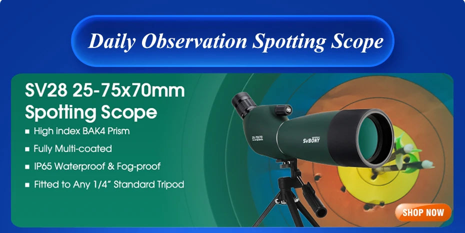 SVBONY 25-75x70 Telescope Spotting Scope Powerful Zoom Monocular FMC BAK4 Waterproof For Bird Watching Target Shotting
