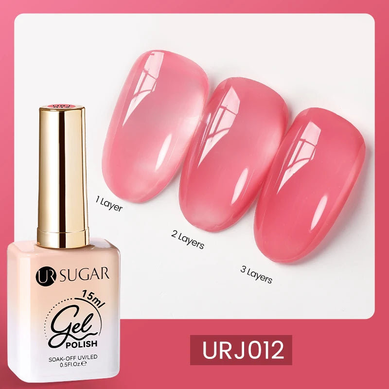 UR SUGAR 15ml Blood Red Jelly Gel Nail Polish Translucent Color Crystal Nude Gel Nail Art Varnish For Fall Winter Manicure