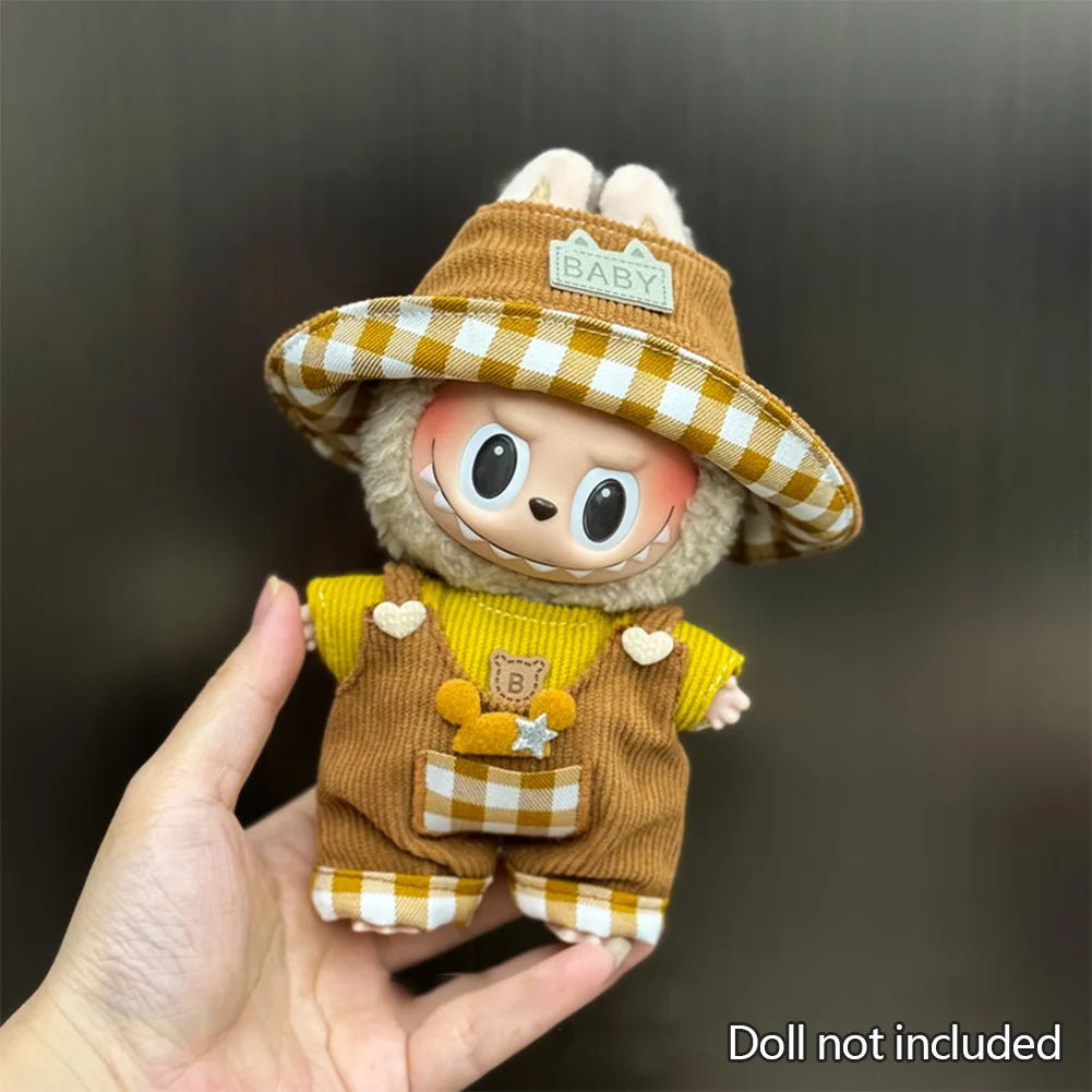 Fashion Clothes Ropa Labubu Clothes Outfit Doll Accessories For 15/17cm Labubu V2 V1 Plush Doll's Suspenders Suit