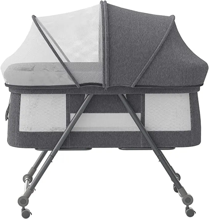 Baby Travel Cot with Mattress & Wheels – Convertible Rocking Crib