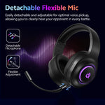 QCY Heroad V200 Gaming Over Ear Headphone Wireless Bluetooth 6.0 with Mic 50mm Driver 7.1 Surround Sound Dynamic EQ RGB Headset