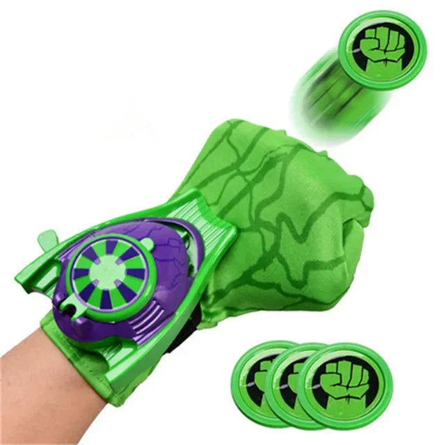 Super Heroes Figures Toy PVC Ironman Hulk Captain America Launcher Toys Gloves Kids Brinquedos Gift