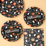 Halloween Disposable Tableware Pumpkin Ghost Boo Paper Plates Cups Napkins Kids Favor Happy Halloween Decoration Trick or Treat