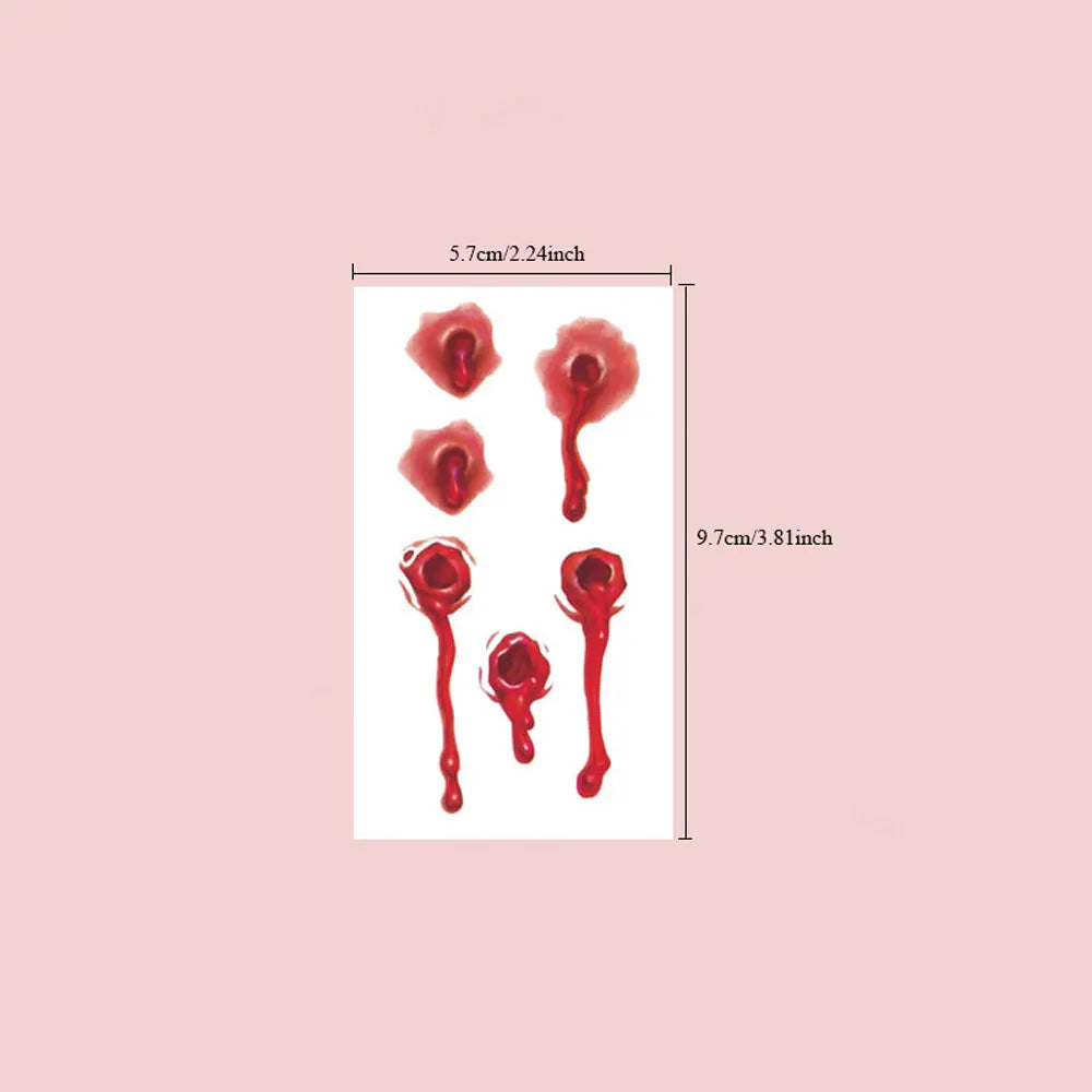 30pcs Waterproof Halloween Tattoo Stickers Bleeding Wound Scar Temporary Tattoos for Women Men Fake Tattoo For Halloween Party