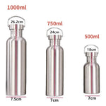 500/750/1000ml Stainless Steel Water Bottle Single Wall Large Capacity Big Mouth Vacuum Flasks with Lid Cycling Drinkware Sports