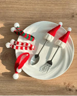 Mini Santa Knitted Hat & Scarf Small Christmas Costume for Cat Rabbit Doll Lollipop Bottle Cap DIY Xmas Party Dinner Decoration