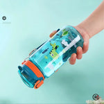 600ml Dinosaur Water Bottle For Kids Water Sippy Cup With Silicone Straw Leakproof Plastic Water Bottles Summer Kids Water Cup