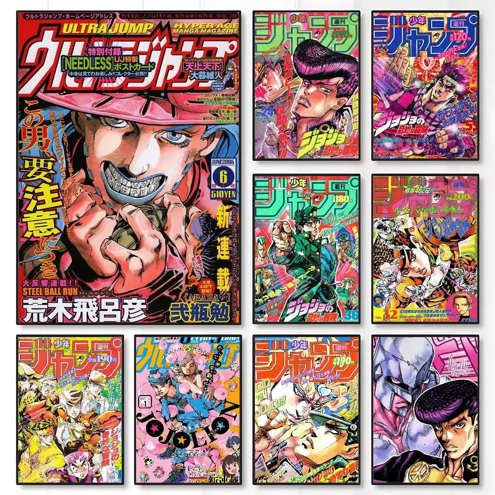 Anime J-JoJo Bizarre Adventure Poster Sticky Wall Art Printing Waterproof Home Living Bed Room Bar Aesthetic Decor