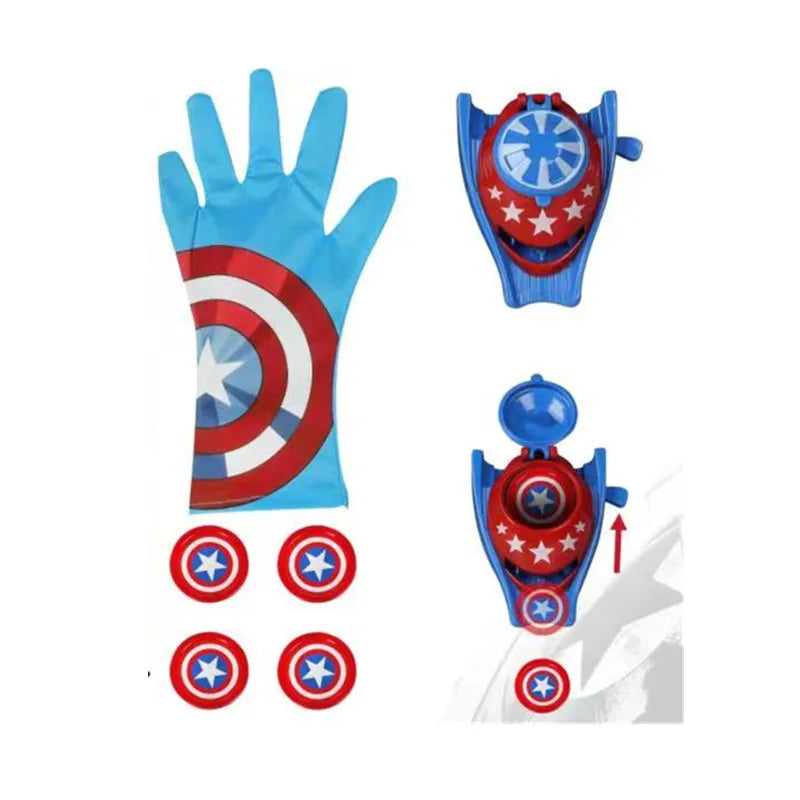 Super Heroes Figures Toy PVC Ironman Hulk Captain America Launcher Toys Gloves Kids Brinquedos Gift