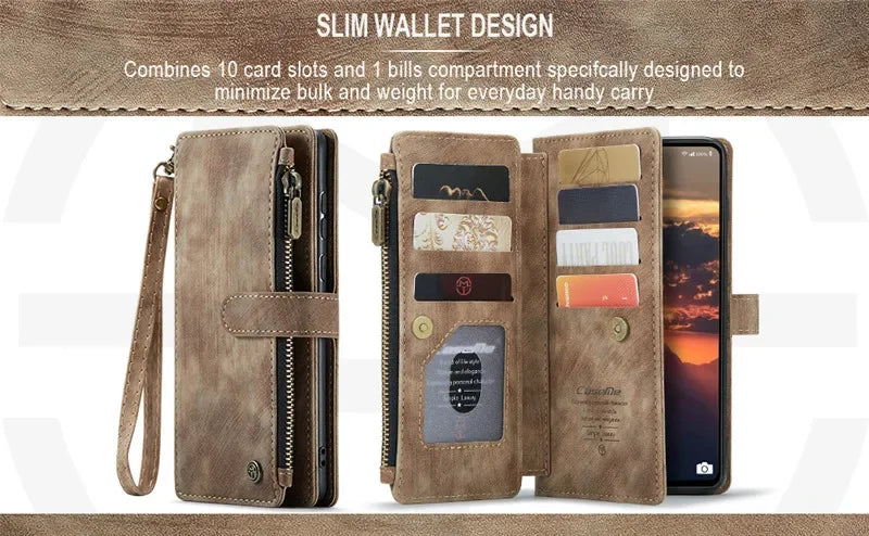Business Flip Leather Case For Samsung Galaxy A56 A36 A16 A55 A35 A25 A15 A54 A34 A14 A53 A33 A13 A52 Zipper Wallet Card Cover
