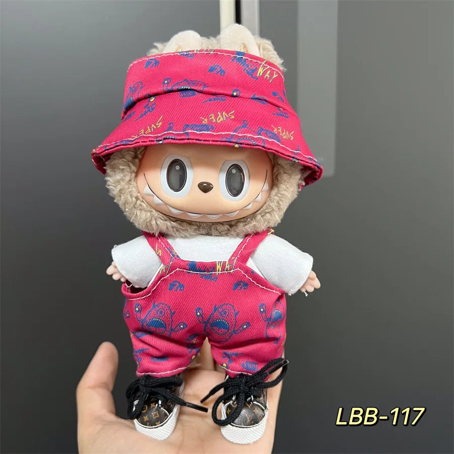 Cute Mini Plush Doll Clothes for 17cm Labubu Many Kinds of Overalls Clothes Accessories