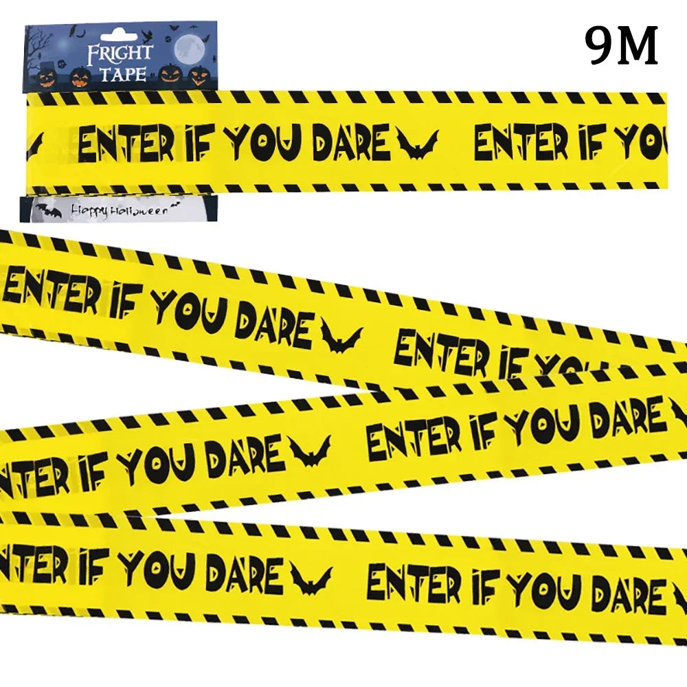 Halloween Warning Tape Signs Banner Halloween Props Window Prop Party Danger Warning Line Halloween Party Decoration Supplies